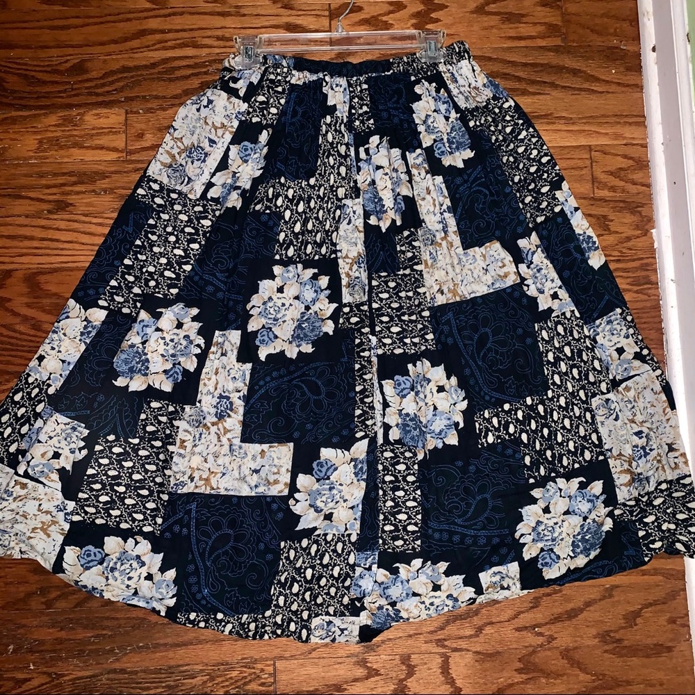 Boho Mixed Patchwork Hippie Floral Maxi Skirt